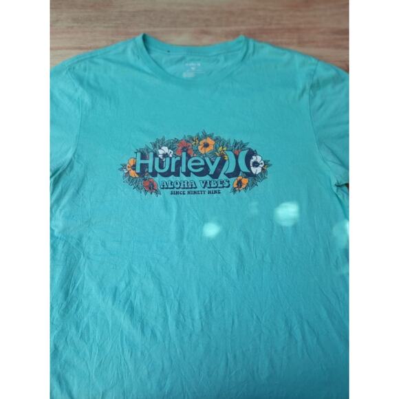 Hurley Men's T-Shirt Everyday Short Sleeve Beach Flower Green Size Large - Picture 3 of 7